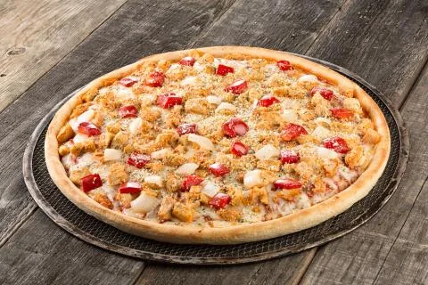 Tasty pizza on the old table Stock Photos