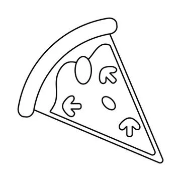 Tasty pizza slice thin line Stock Illustration