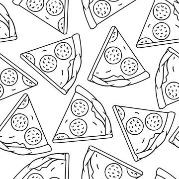 Tasty pizza slices pattern. Delicious fast food meal. Background for cafe menu. Stock Illustration