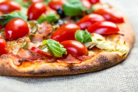 Tasty pizza on a the table Stock Photos