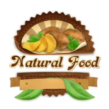Tasty potatoes, vector label design Stock Illustration