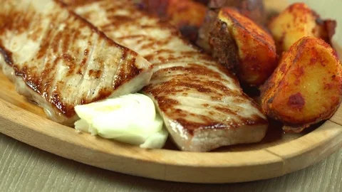 Tasty prime steak Stock Footage 71006985