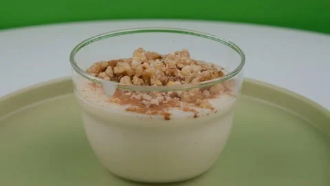 Tasty pudding rotating Stock Footage 236901490