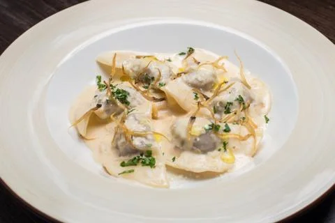 Tasty ravioli with parmesan Stock Photos