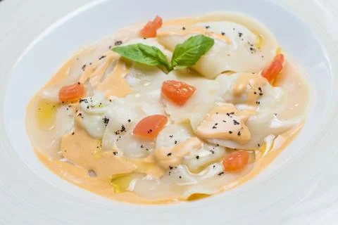 Tasty ravioli with parmesan Stock Photos