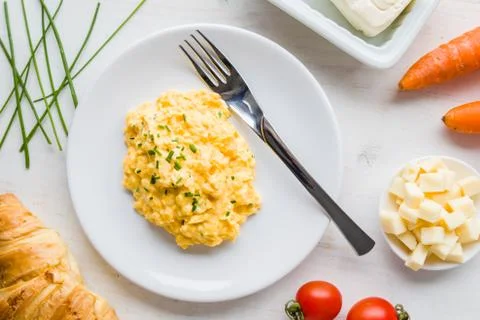 Tasty scrambled eggs Stock Photos