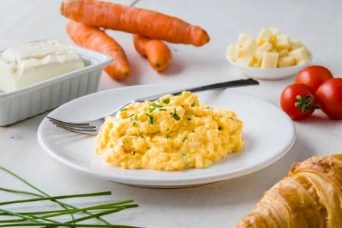 Tasty scrambled eggs Stock Photos