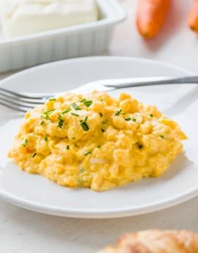 Tasty scrambled eggs Stock Photos
