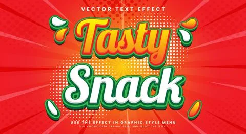 Tasty Snack 3D editable text effect Template Stock Illustration
