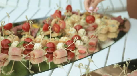 Tasty snacks on banquet catering Stock Footage 59658492