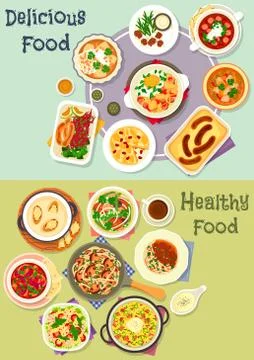 Tasty snacks icon set for menu or cookbook design Stock Illustration
