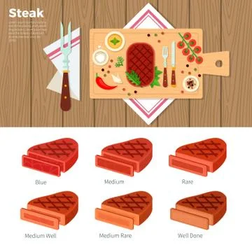 Tasty steak served on the table Stock Illustration