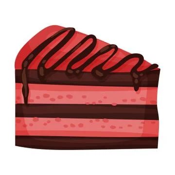 Tasty Sweet Cake Slice, Delicious Dessert with Cream Vector Illustration Stockillustratie