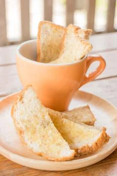Tasty toasted multi grain bread with butter Stock Photos