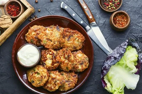 Tasty vegetable cutlets Stock Photos