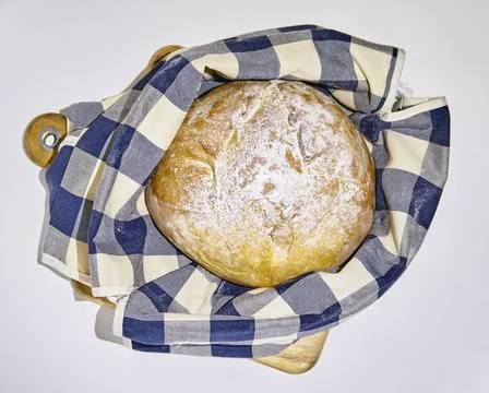 A tasty white bread in a bread basket Stock Photos