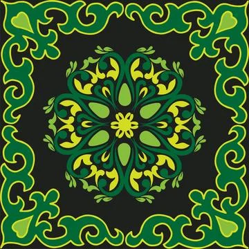 Tatar Native Ornamental border in Arabic style. Ornamental circle with colo.. Stock Illustration