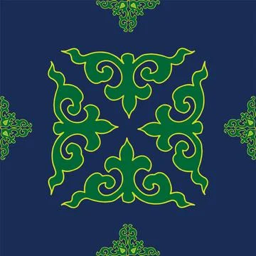 Tatar Native Ornamental border in Arabic style. Ornamental circle with colo.. Illustrazione stock