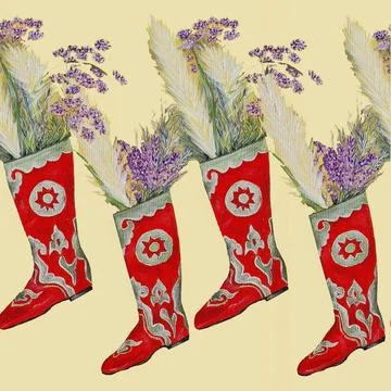 Tatar red boots Stock Illustration