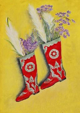 Tatar red boots Stock Illustration