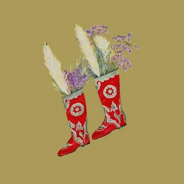 Tatar red boots Stock Illustration