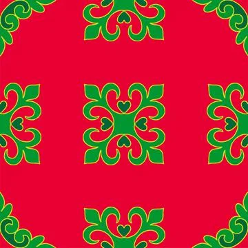 Tatar seamless pattern. Islamic tulip, floral geometry. Culture of the Tata.. Stock Illustration