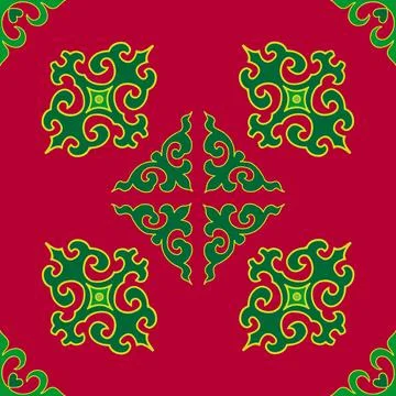 Tatar seamless pattern. Islamic tulip, floral geometry. Culture of the Tatar  스톡 일러스트