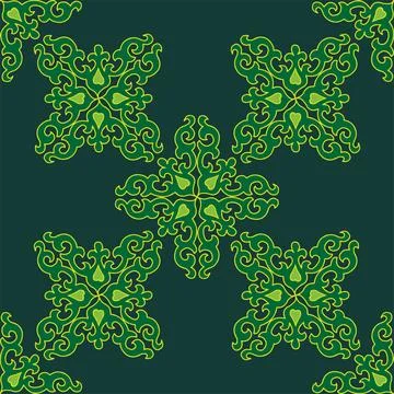 Tatar seamless pattern. Islamic tulip, floral geometry. Culture of the Tatar  Stock Illustration