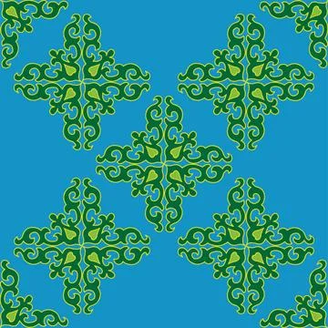 Tatar seamless pattern. Islamic tulip, floral geometry. Culture of the Tatar  Stock Illustration
