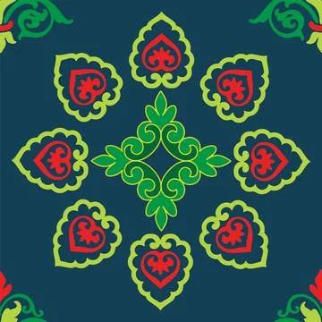 Tatar seamless pattern. Islamic tulip, floral geometry. Culture of the Tatar  Stock Illustration