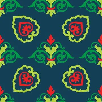 Tatar seamless pattern. Islamic tulip, floral geometry. Culture of the Tatar  Stock Illustration