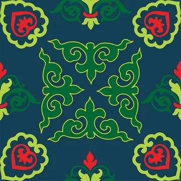 Tatar seamless pattern. Islamic tulip, floral geometry. Culture of the Tatar  Stock Illustration