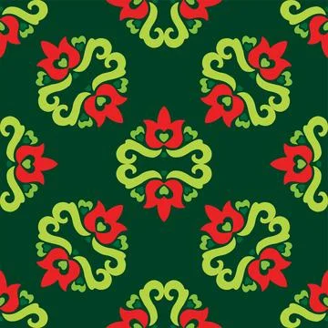 Tatar seamless pattern. Islamic tulip, floral geometry. Culture of the Tatar  Stock Illustration