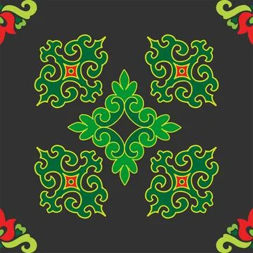 Tatar seamless pattern. Islamic tulip, floral geometry. Culture of the Tata.. Stock Illustration