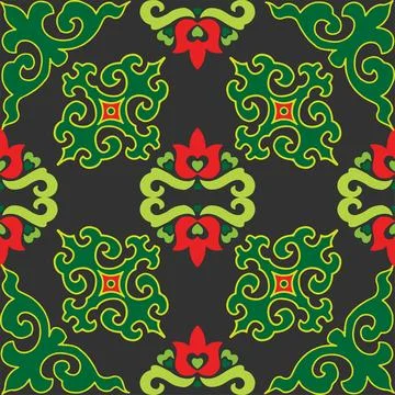 Tatar seamless pattern. Islamic tulip, floral geometry. Culture of the Tata.. Stock Illustration