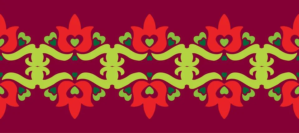 Tatar seamless pattern. Islamic tulip, floral geometry. Culture of the Tatar  Stock Illustration