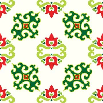 Tatar seamless pattern. Islamic tulip, floral geometry. Culture of the Tata.. 스톡 일러스트
