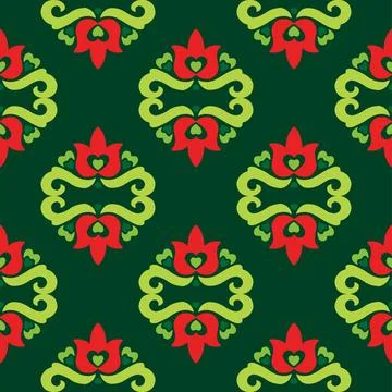 Tatar seamless pattern. Islamic tulip, floral geometry. Culture of the Tata.. Stock Illustration