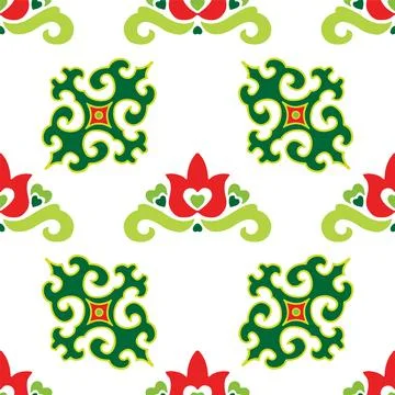Tatar seamless pattern. Islamic tulip, floral geometry. Culture of the Tata.. Stock Illustration