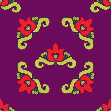 Tatar seamless pattern. Islamic tulip, floral geometry. Culture of the Tata.. Stock Illustration