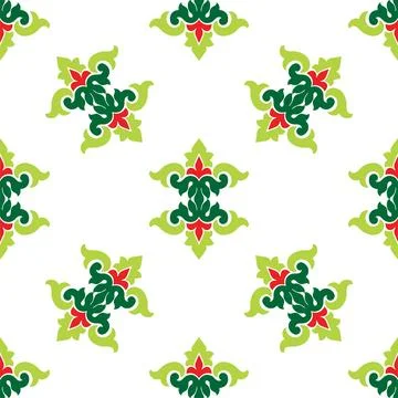 Tatar seamless pattern. Islamic tulip, floral geometry. Culture of the Tata.. Stock Illustration