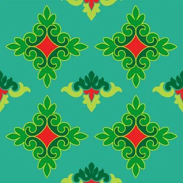 Tatar seamless pattern. Islamic tulip, floral geometry. Culture of the Tata.. Stock Illustration