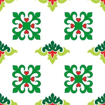 Tatar seamless pattern. Islamic tulip, floral geometry. Culture of the Tata.. Stock Illustration