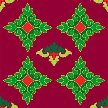 Tatar seamless pattern. Islamic tulip, floral geometry. Culture of the Tata.. Stock Illustration