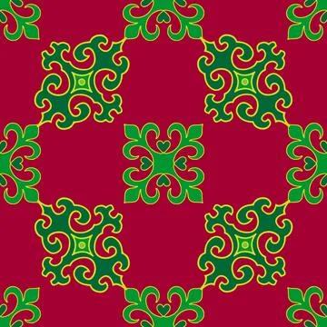 Tatar seamless pattern. Islamic tulip, floral geometry. Culture of the Tata.. Stock Illustration