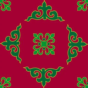 Tatar seamless pattern. Islamic tulip, floral geometry. Culture of the Tata.. Stock Illustration