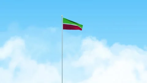Tatarstan Flag 3D Render Animation Waving on Pole with Blue Sky Stock-Footage 333013722