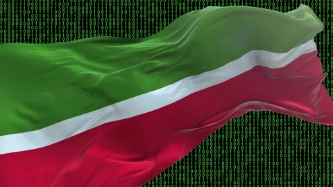Tatarstan flag - Waving flag on matrix binary code background Stock Footage 321421929