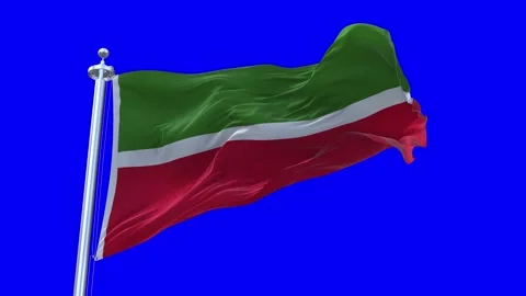 Tatarstan Flag Waving in Loopable and Textured green screen background Stock Footage 296875901