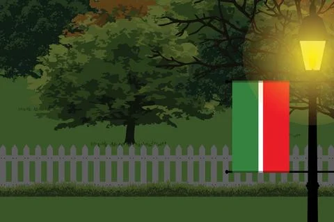 Tatarstan Night Trees Lamp Vector Illustration Stock Illustration